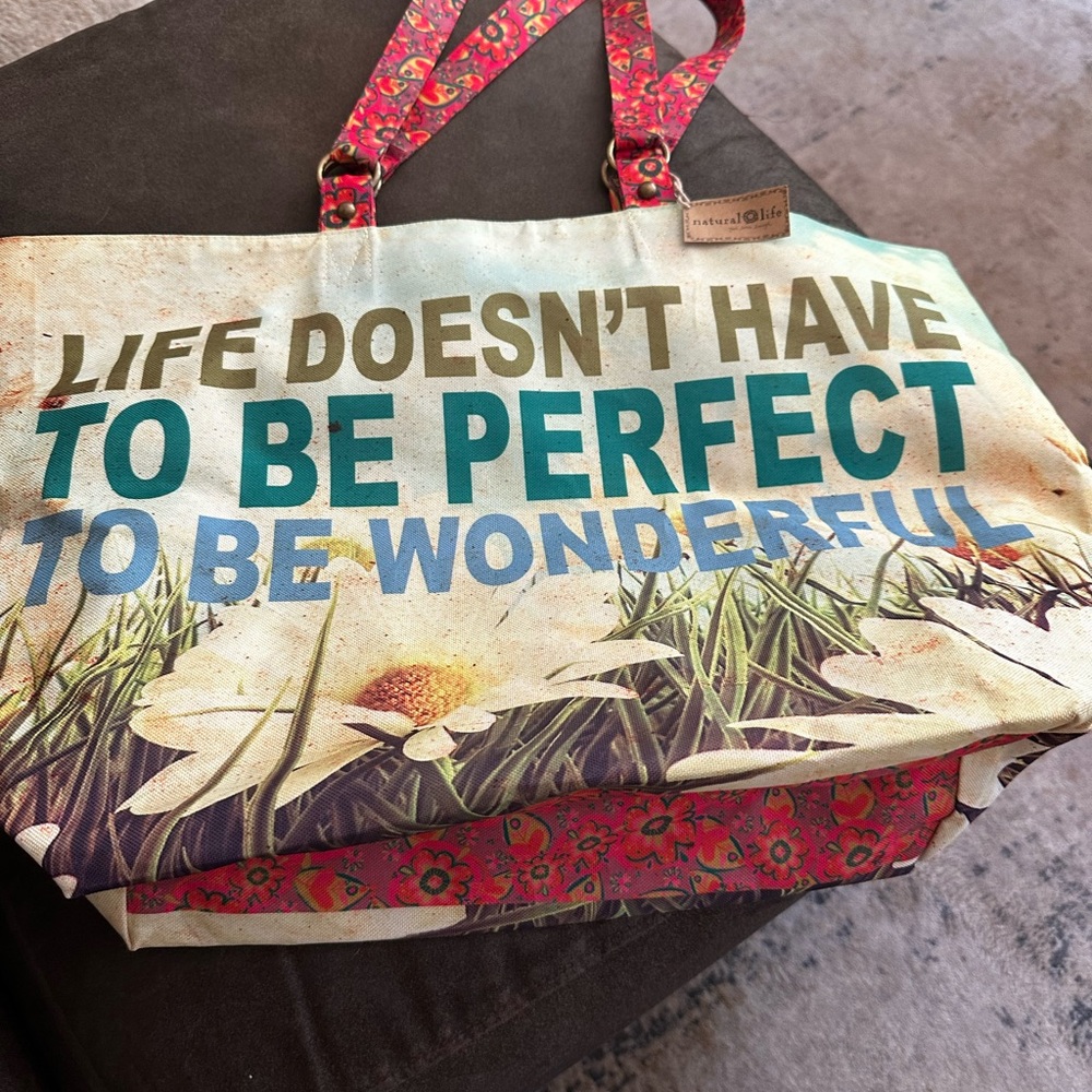 Brand new w/tags canvas tote bag by Natural Life. Bag is 12”tall X20”wide
